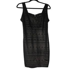Material GIRL | WOMEN’S BLACK BANDAGE BACK BDDYCON AZTEC PATTERN MINI DRESS L